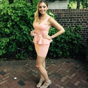 January 7 Pink Sleeveless Rose Peplum Dress Medium